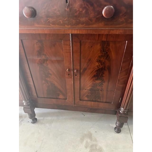 Antique 19th C. American Empire Crotch Flame Mahogany Sideboard Buffet For Sale - Image 9 of 10