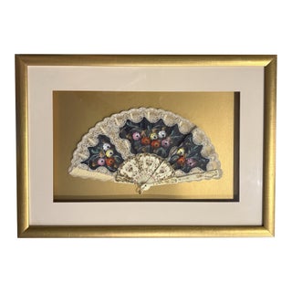 Vintage Fan in Shadowbox Frame For Sale