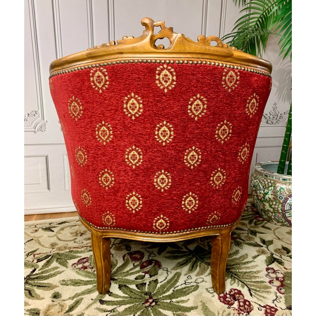 Late 19th Century Red Chenille Figural Hand Carved Cedar of Lebanon Regal Club Chair For Sale - Image 10 of 12