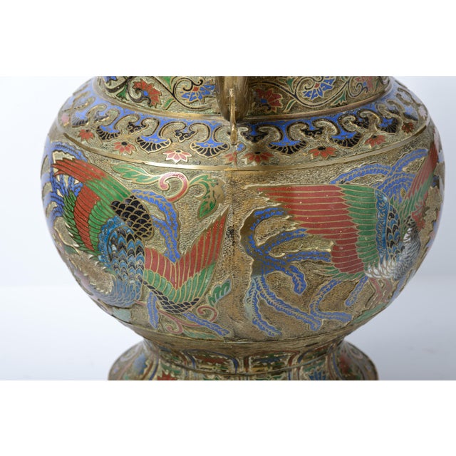 Bronze Urn With Cloisonne For Sale In West Palm - Image 6 of 14