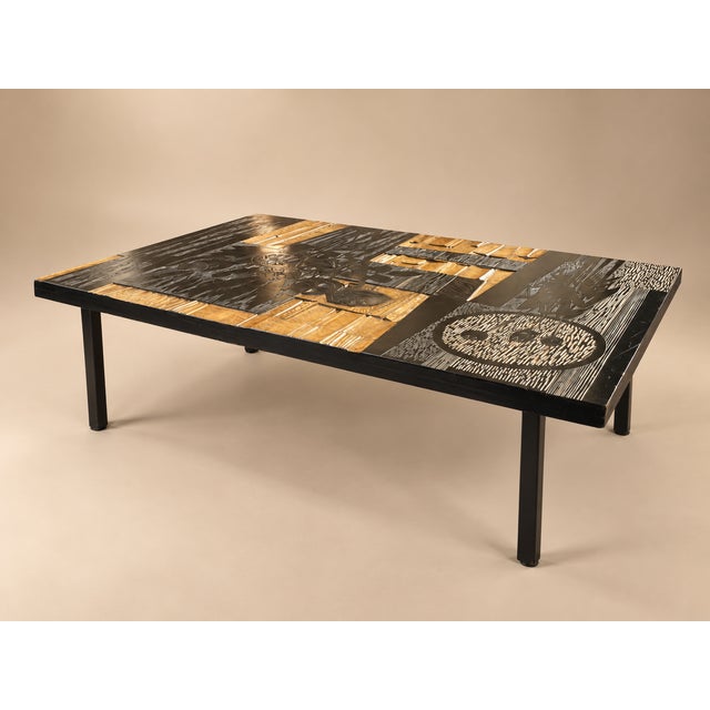 Decorative Wooden Coffee Table with Floral Motifs by Victor Cerrato, Italy, 1970s For Sale - Image 9 of 9
