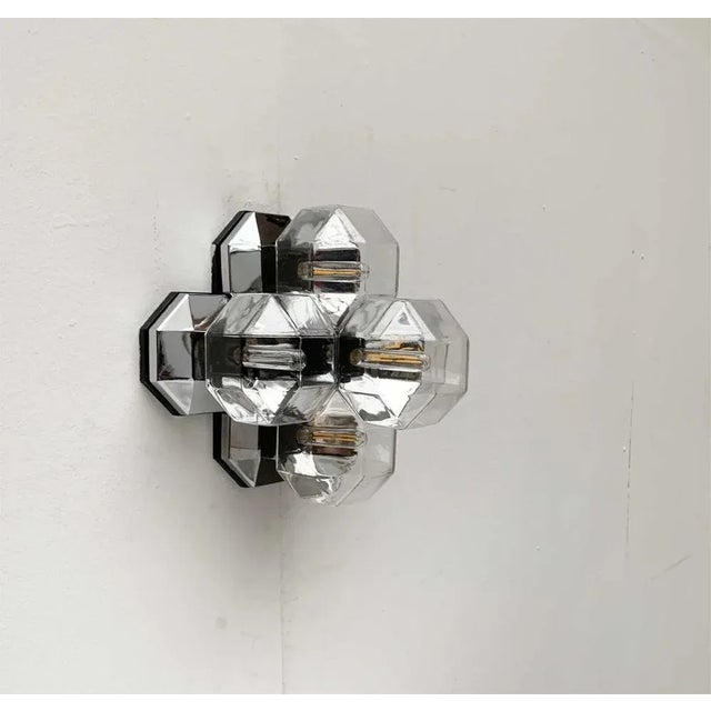 Vintage German Space Age Chrome & Glass Wall or Ceiling Lamp by Motoko Ishii for Staff For Sale - Image 17 of 18