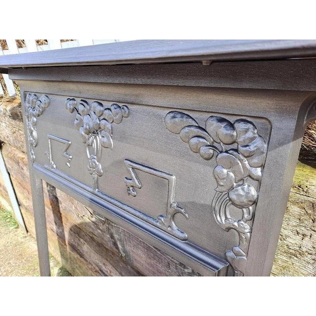 Antique Edwardian Art Nouveau Cast Iron Fireplace Mantel Surround, 1890s For Sale - Image 17 of 18