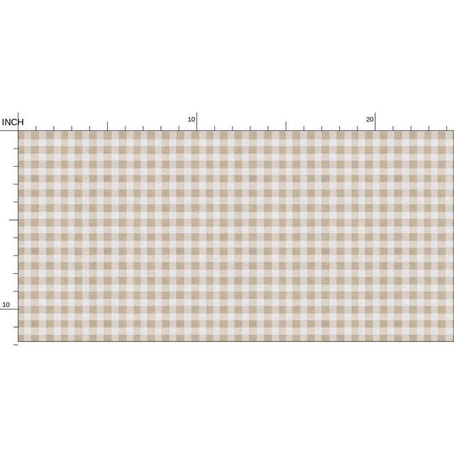 Austen Gingham Small Check Traditional Wallpaper – Linen Tan Single Roll For Sale In Atlanta - Image 6 of 7