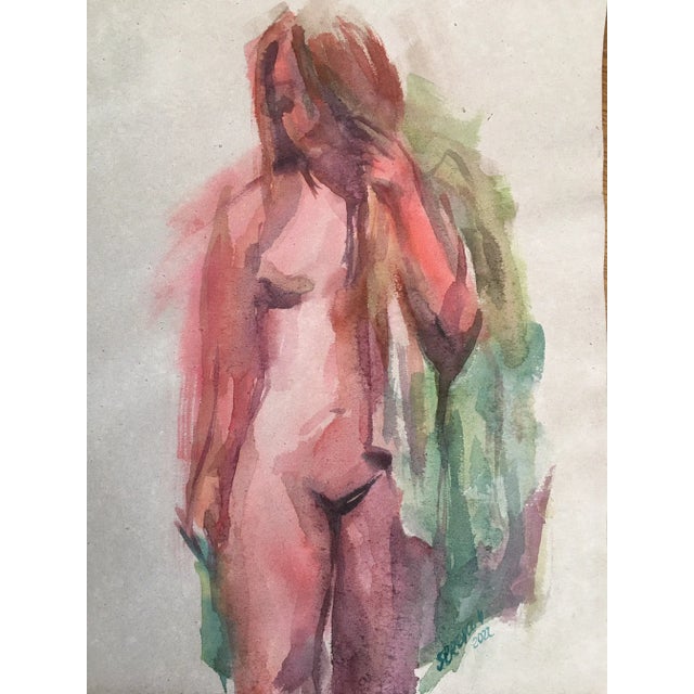 Contemporary Original Expressionist Female Nude Watercolor Painting by Valeriya Serova For Sale - Image 6 of 10