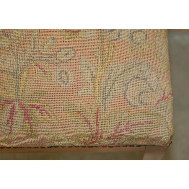 Biedermeier Swedish Walnut Dressing Table Stool with Embroidered Top, 1880s For Sale - Image 16 of 18