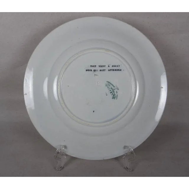 Creil Et Montereau French Rebus Puzzle Dessert Plates- Set of 6 For Sale - Image 9 of 11