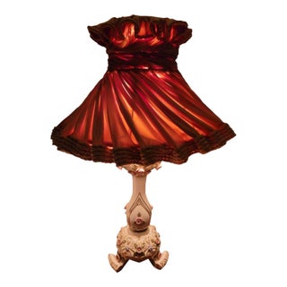 Vintage Rustic European Porcelain Lamp For Sale