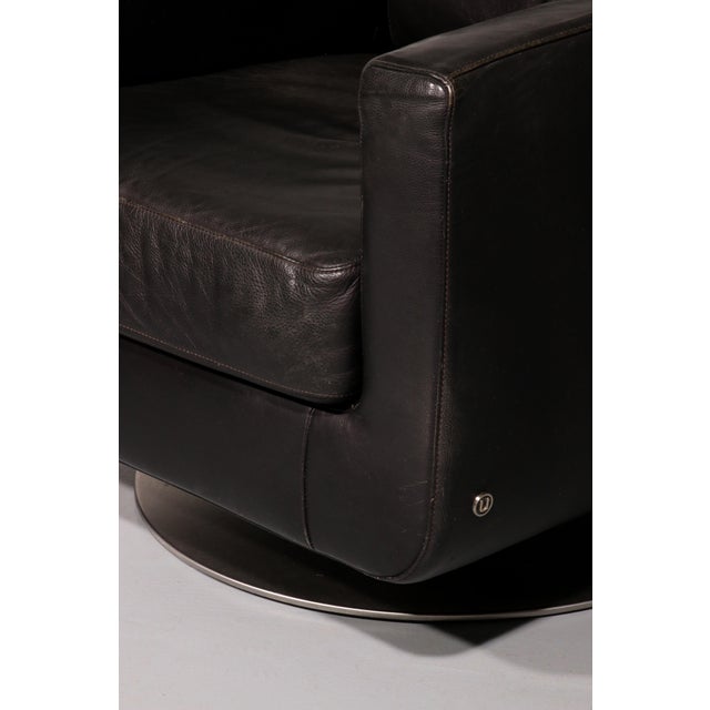 Modern Italian Leather Chairs in Steel by Natuzzi, Italy, 1970, Set of 2 For Sale - Image 3 of 12