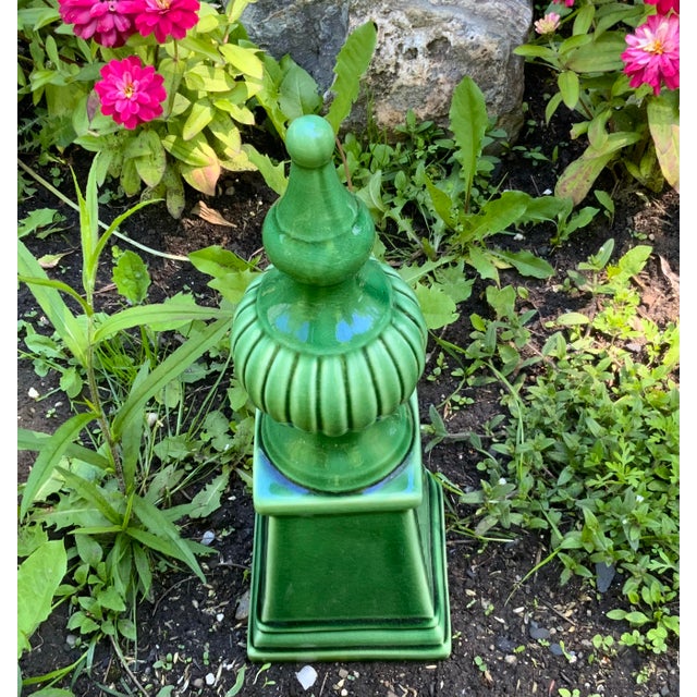 English Green Glazed Ceramic Garden Finial, C. 1950 For Sale - Image 6 of 18