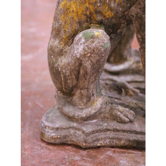 Pair of Vintage French Outdoor Weathered Carved Stone Greyhound Dog Sculptures For Sale In Dallas - Image 6 of 8