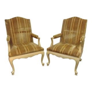 Louis XV Style Cream Painted Lounge Chairs - a Pair For Sale