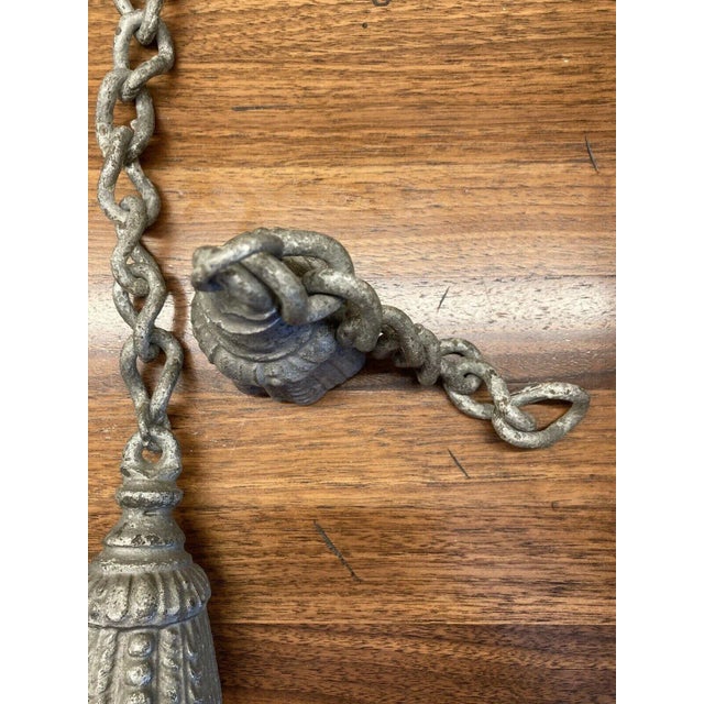 Antique Decorative Zinc Coated Iron Tassels on Chains - Set of 3 For Sale - Image 4 of 6