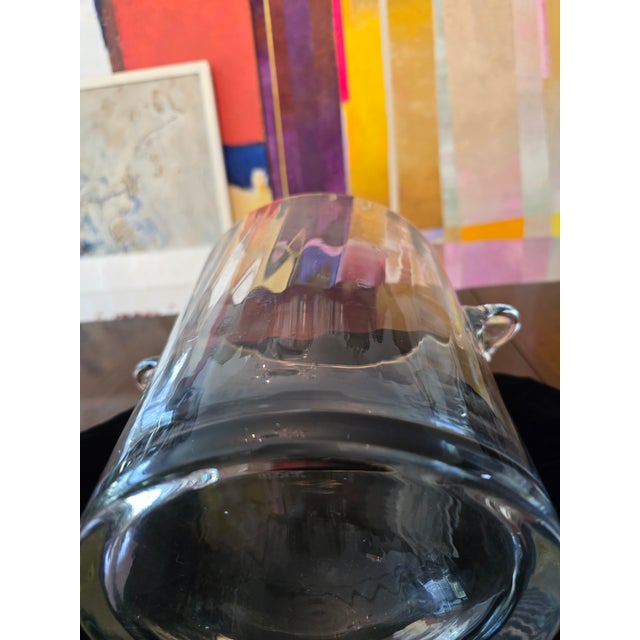 A large mid century modern ice bucket barware or champagne holder attributed to Baccarat France. Having 24k gold gilded...