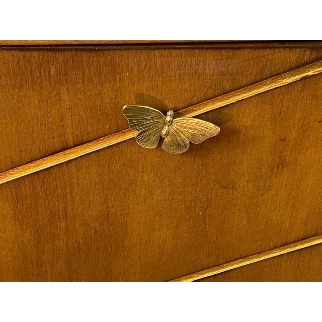 Wood Mid Century Brass Butterflies Sideboard For Sale - Image 7 of 13