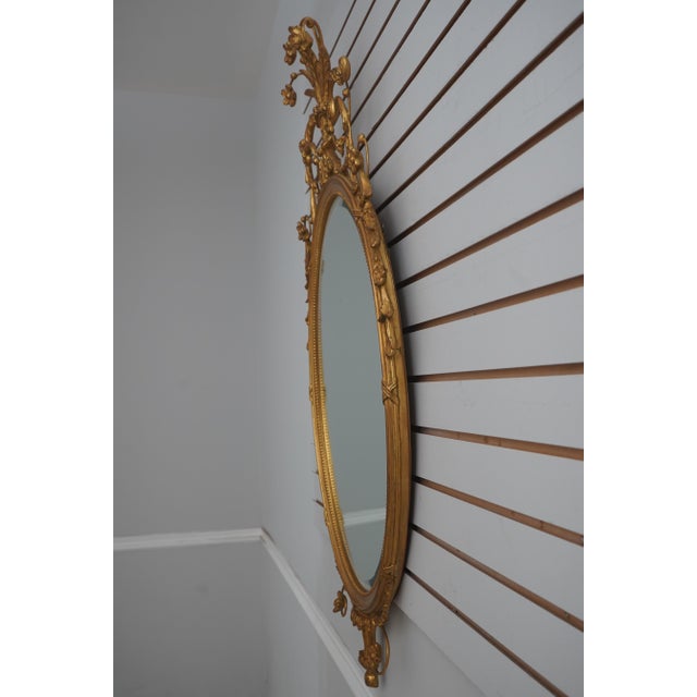 Age: Approx. 20 Years Old Details: Beveled Glass Adams Style Nice Gold Finish Wheat Sheaf & Floral Top Quality...