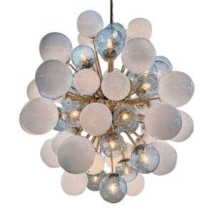 Large Scale Blue Murano Glass and Brass Cloud Chandelier