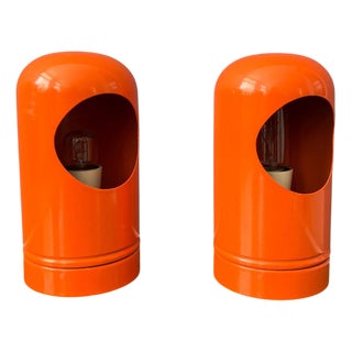 Vintage Orange Table Lamps in the style of Selene Lightolier, Set of 2 For Sale
