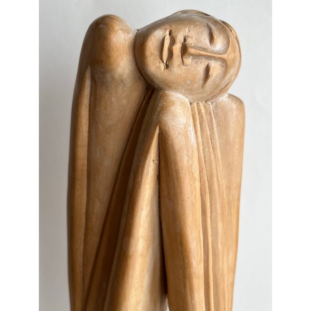 Wood Vintage Modernist Statue Carved Wood All Natural For Sale - Image 7 of 9