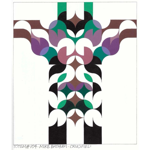 Set of four Totem paintings on paper by Pacific Northwest artist Mike Bathum (1940-2025). Acrylic painting on heavy paper,...