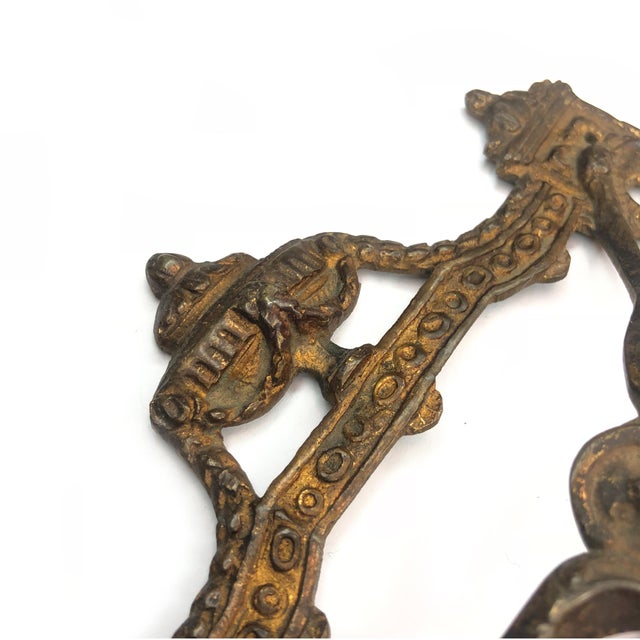 Antique French Victorian Ornate Brass Drop Front Drawer Pull