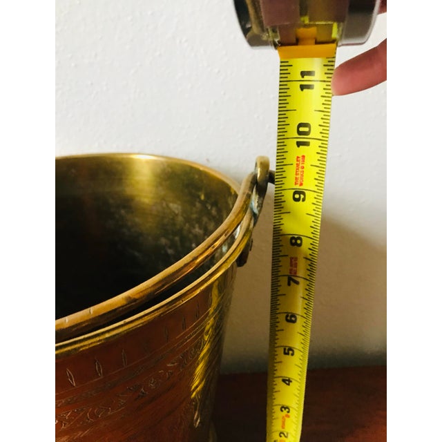 Metal Charming Geometric Etched Vintage Brass Water Bucket For Sale - Image 7 of 10