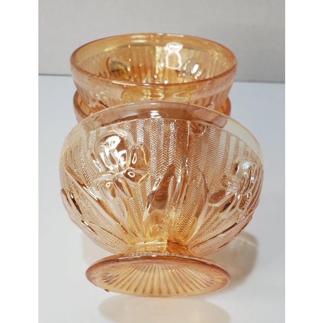 1960s Jeanette Iris Iridescent Flora Gold Sherbert Set of 3 For Sale - Image 4 of 7