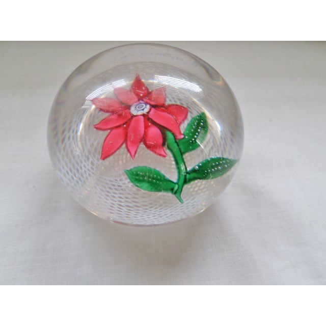 This is a Gorgeous! Antique New England Glass Company Pink Poinsettia Paperweight Latticinio 3.5" wide and 2.5" tall in...