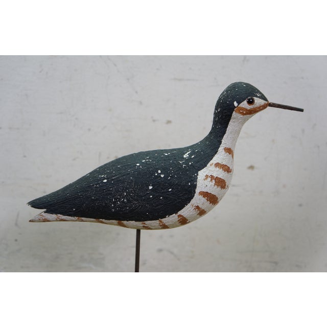 Late 20th Century Richard Morgan Stilt Sandpiper Folk Art Figurine the Painted Bird Workshop 10" For Sale - Image 4 of 14