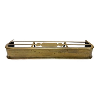 Large Antique Brass Fireplace Fender/ Surround/ Shelf For Sale