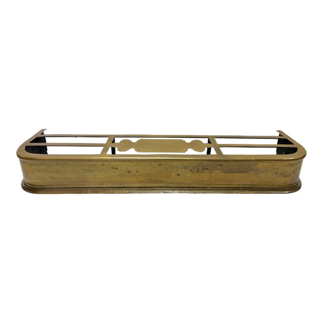 Large Antique Brass Fireplace Fender/ Surround/ Shelf For Sale