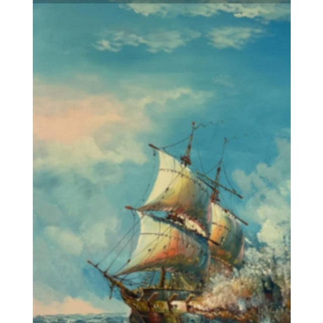 J. Harvey Oil on Canvas of a 18th Century Ship Battle For Sale - Image 6 of 7