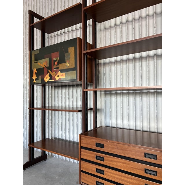 Mid-Century Modern Italian Teak Wall Unit, 1960s For Sale - Image 4 of 9