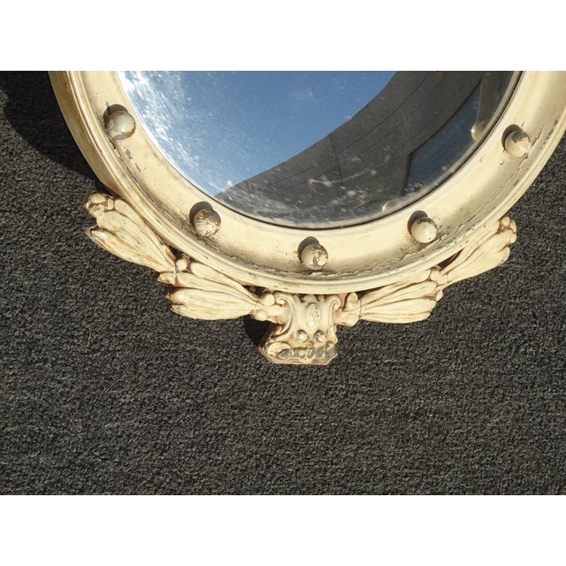 1900 - 1909 Antique Off White Federal Bullseye Eagle Convex Wall Mantle Mirror 13 Colonies#3 For Sale - Image 5 of 17