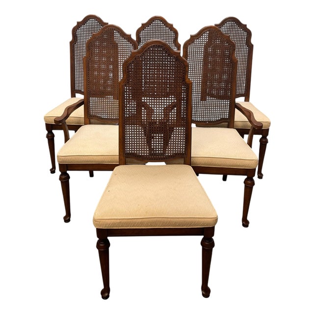 Vintage Traditional American Style Thomasville Mahogany Dining Chairs - Set of 6 For Sale