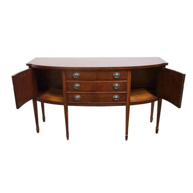 Late 20th Century Vintage Antique Solid Mahogany Traditional Duncan Phyfe Style 99" Sideboard Buffet 314 For Sale - Image 5 of 13