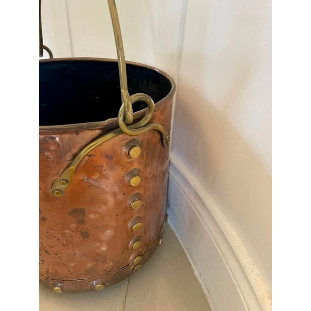 Victorian Brass and Copper Coal Bucket, 1860s For Sale - Image 4 of 6
