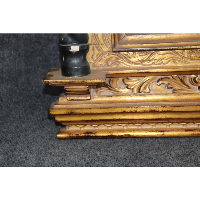 Large English Gothic Continental Style Ebonized Gilded Mantle Buffet Mirror For Sale In Philadelphia - Image 6 of 10