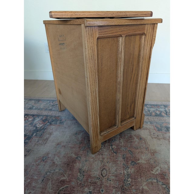 American Mid 20th Century "White Clad" Ice Box Table - Solid Oak With Swivel Top For Sale - Image 3 of 7