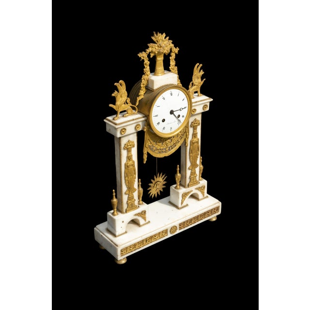 Bronze and Marble Mantel Clock For Sale - Image 4 of 7
