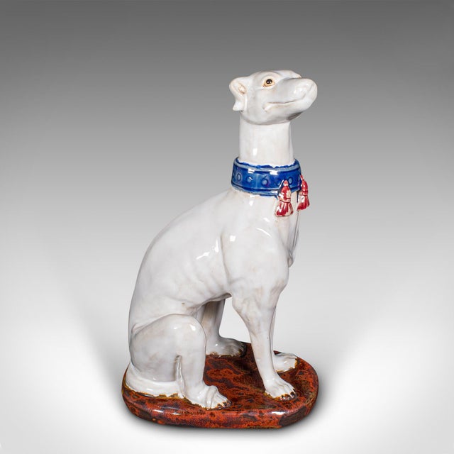 Ceramic Pair of Vintage Greyhound Figures, Italian, Dog Statue, Bookends, Mid Century For Sale - Image 7 of 12