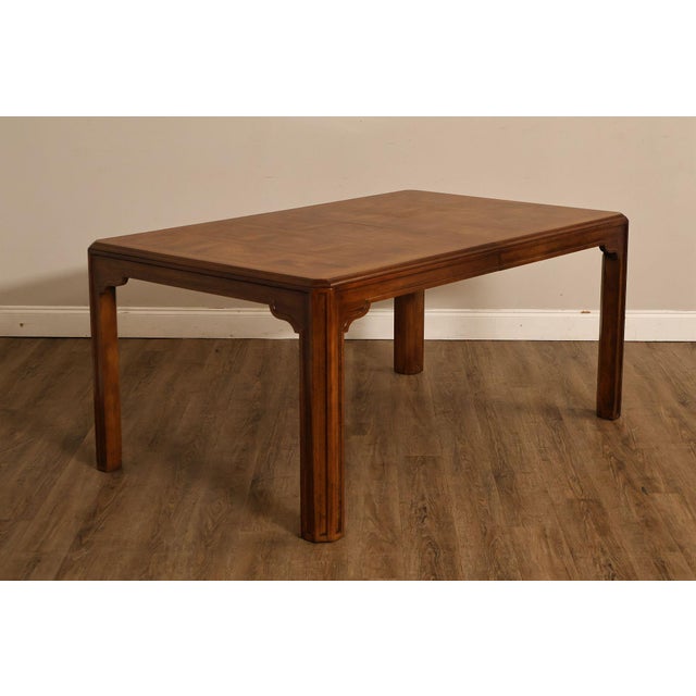 Mid-Century Modern Drexel Heritage Sketchbook Collection Burl Wood Parsons Extendable Dining Table For Sale - Image 3 of 18