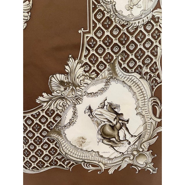 Brown Hermès Louis Xv 1972 Ledoux Philippe Foulard Soie For Sale - Image 8 of 9