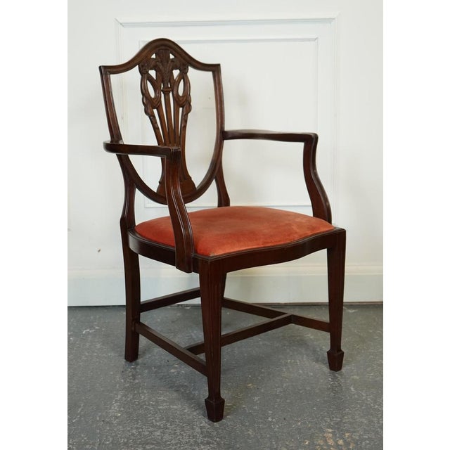 Wood Set of Victorian Hepplewhite Carver Hallway Side Chairs For Sale - Image 7 of 18