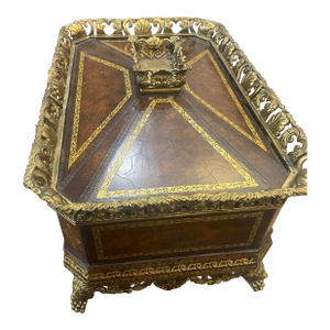 Mid 20th Century Maitland-Smith Leather Rectangle Box Sherwood Brass Mounts