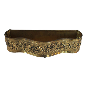 Vintage English Embossed Brass Planter With Floral Motif