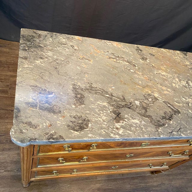 19th Century French Walnut Dresser Secrétaire Desk With Marble Top For Sale - Image 15 of 17