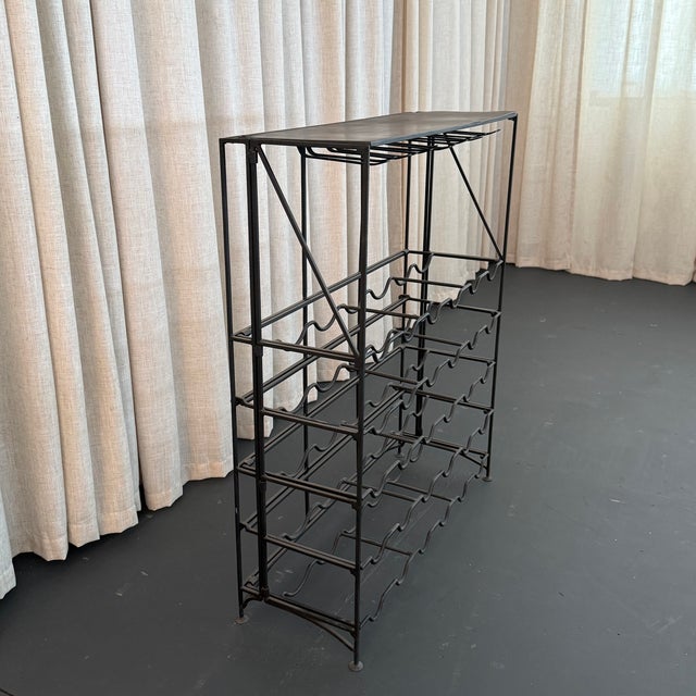 Mid 20th Century Mid 20th Century Sleek Modern Black Wrought Iron Dry Bar Console Wine Rack For Sale - Image 5 of 7