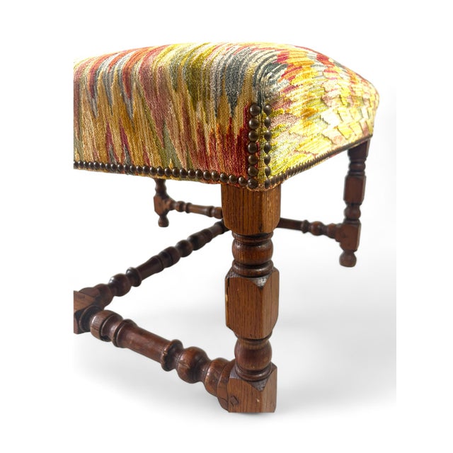 Louis XIII French Velvet Ottoman, France For Sale - Image 10 of 18