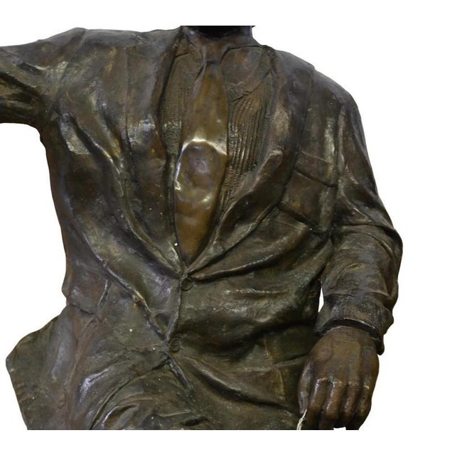 Bronze Albert Einstein Statue on Garden Bench For Sale - Image 6 of 10